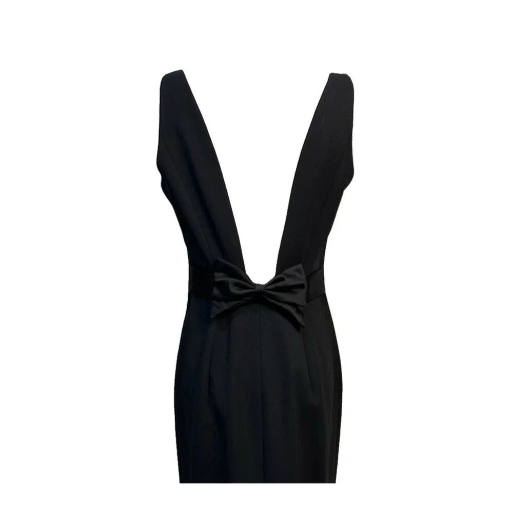 Vtg 1995 Laundry Shelli Segal 8 Dress Low Back Bow Audrey Hepburn Gown 90s Prom